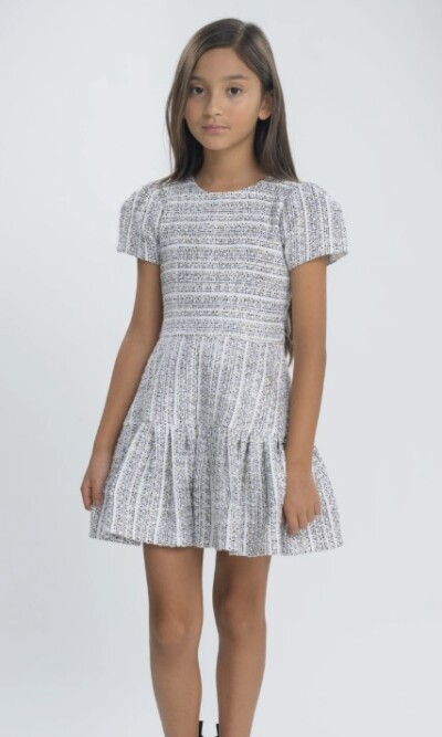 Home 11 Zoe Ltd Tweed Short Sleeve Lexie Dress in Black and White